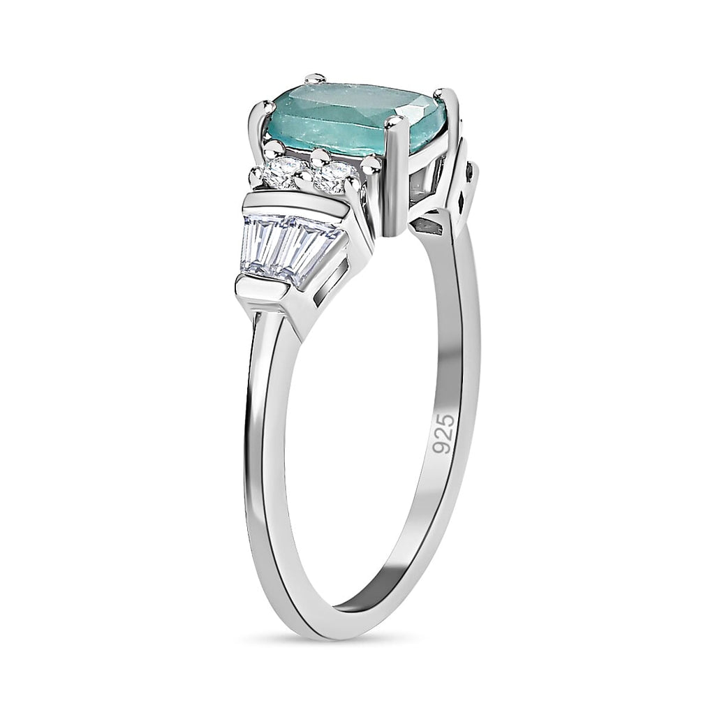 Grandidierite and Natural Zircon Ring in Platinum Overlay Sterling Silver 1.52 Ct.