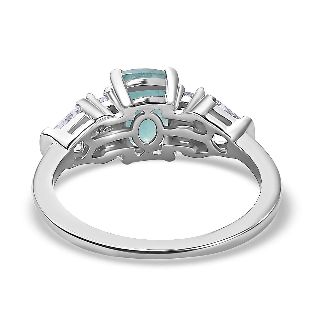 Grandidierite and Natural Zircon Ring in Platinum Overlay Sterling Silver 1.52 Ct. 7574646 4