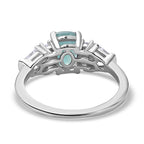 Grandidierite and Natural Zircon Ring in Platinum Overlay Sterling Silver 1.52 Ct.