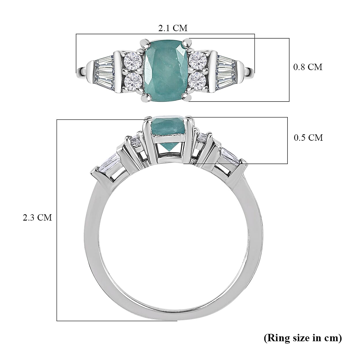 Grandidierite and Natural Zircon Ring in Platinum Overlay Sterling Silver 1.52 Ct. 7574646 5