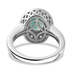 Grandidierite & Natural Zircon Ring in Rhodium Overlay Sterling Silver 2.69 Ct,Silver Wt. 5.0 Gms