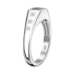 Grandidierite & Natural Zircon 7 Stone Ring in Rhodium Overlay Sterling Silver