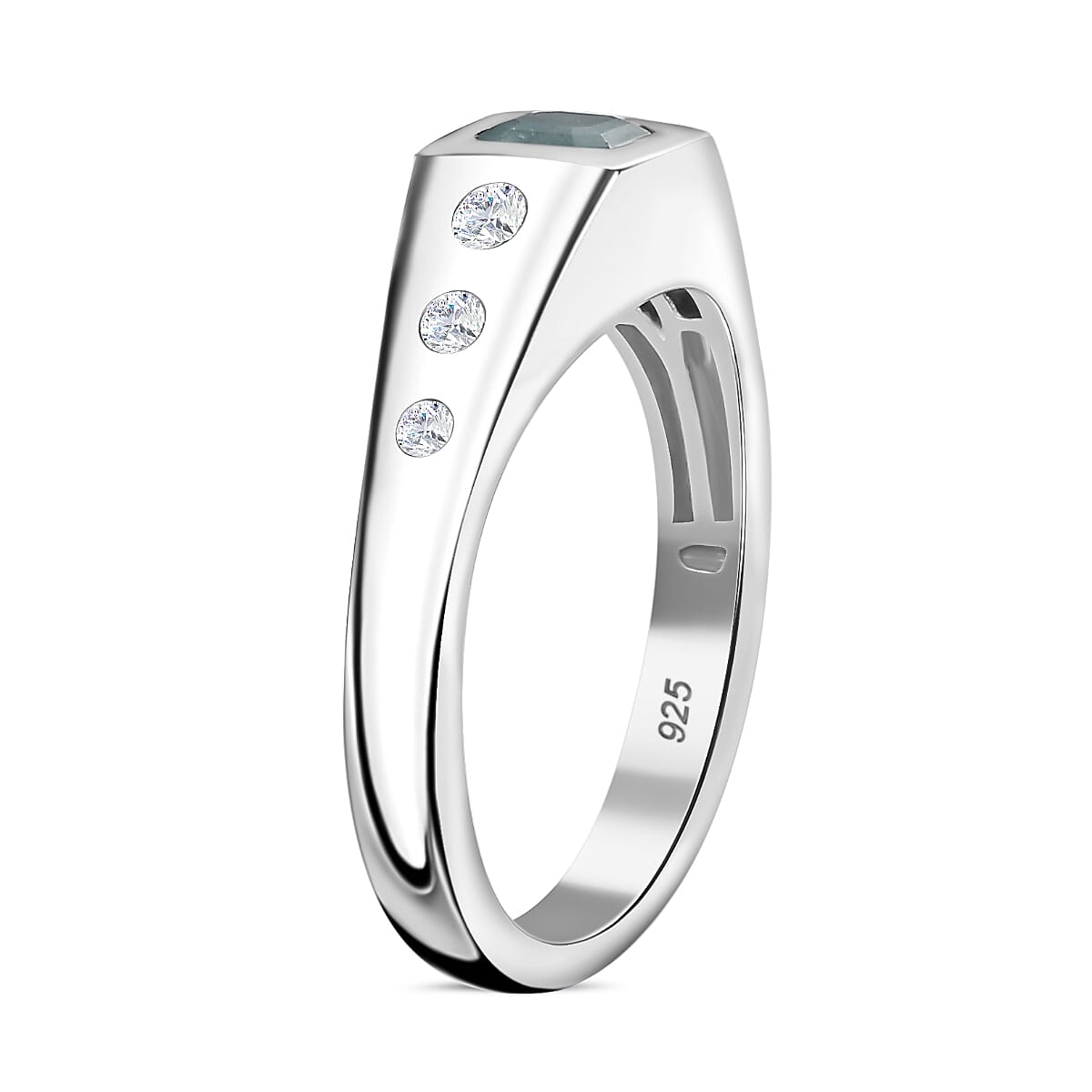 Grandidierite &amp; Natural Zircon 7 Stone Ring in Rhodium Overlay Sterling Silver 7801383 4