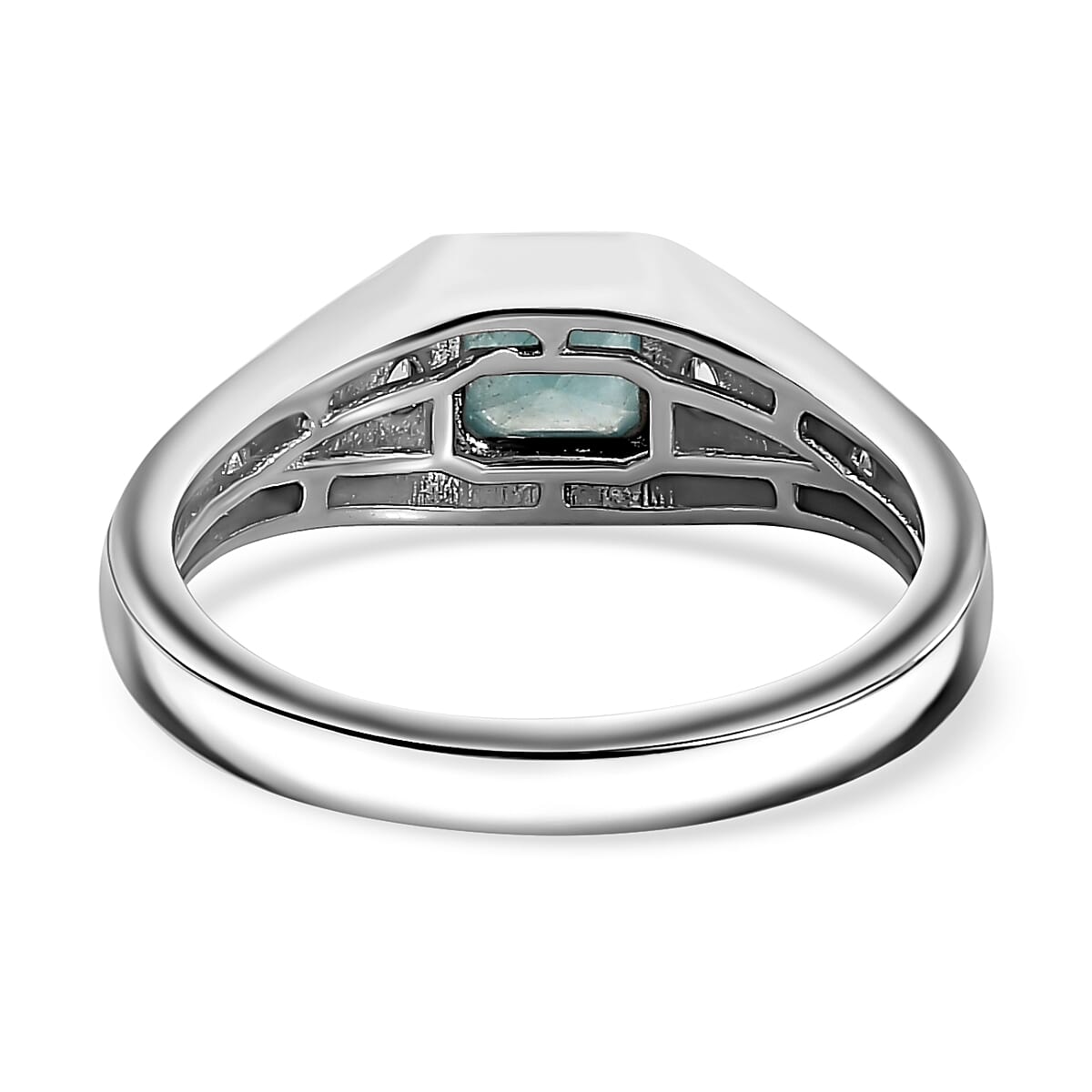 Grandidierite &amp; Natural Zircon 7 Stone Ring in Rhodium Overlay Sterling Silver 7801383 5