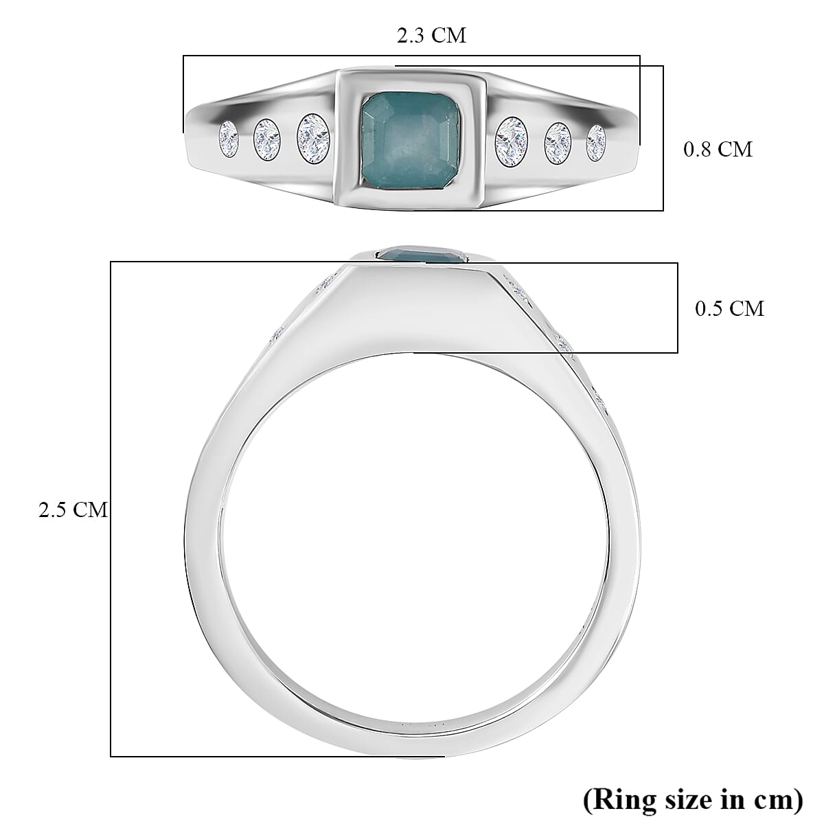 Grandidierite &amp; Natural Zircon 7 Stone Ring in Rhodium Overlay Sterling Silver 7801383 6