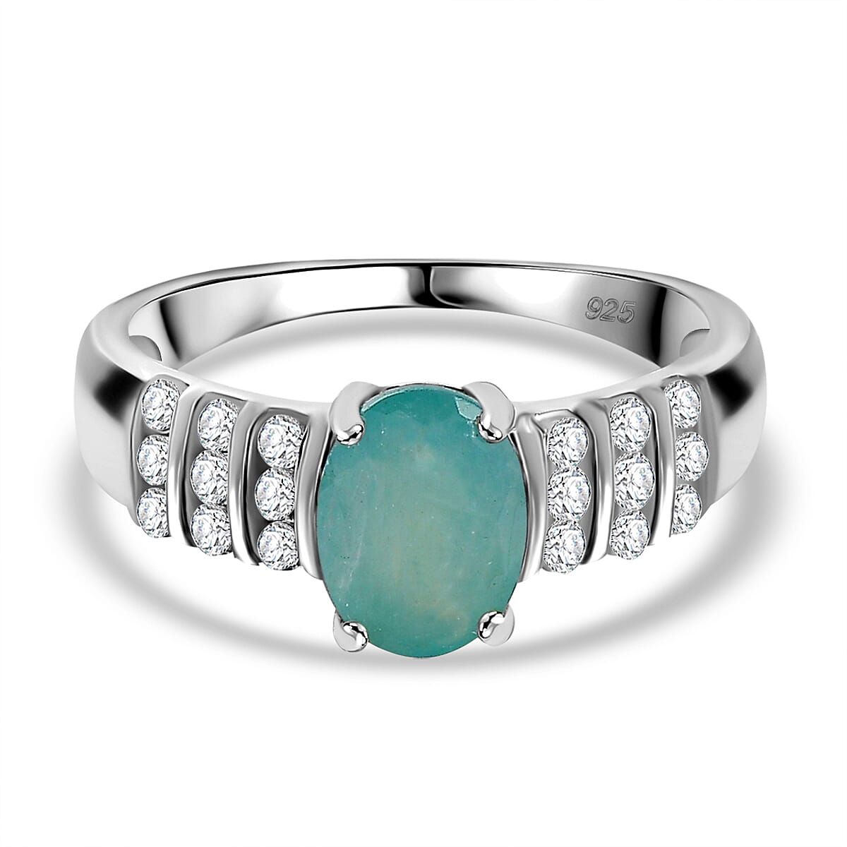 Grandidierite &amp; Natural Zircon Ring in Rhodium Overlay Sterling Silver 1.60 Ct 7783735 0