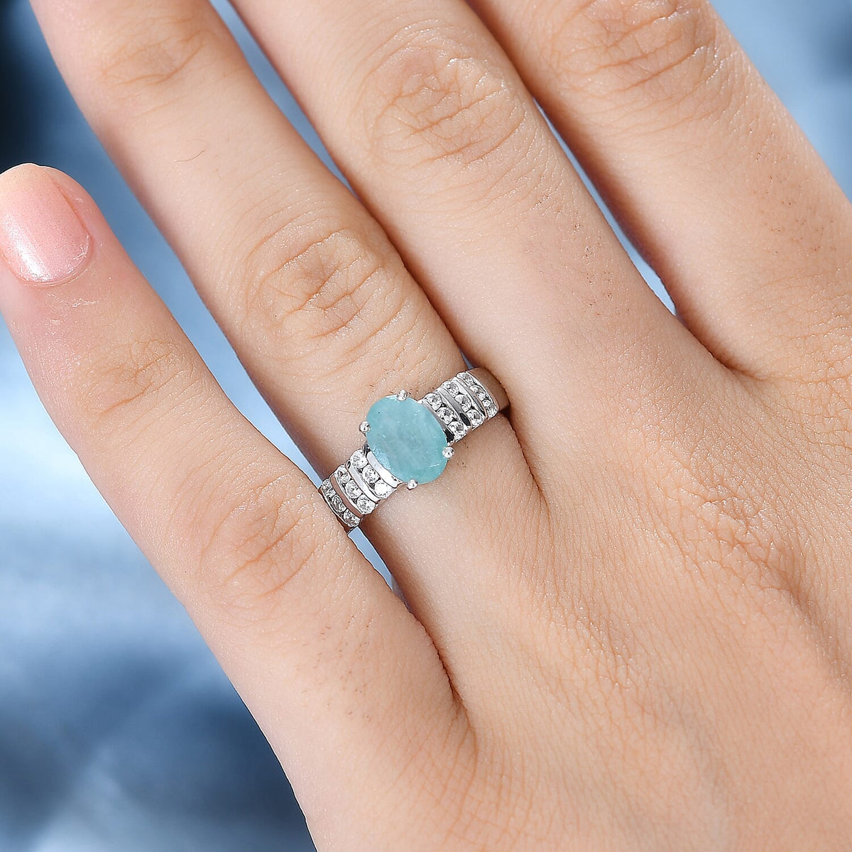 Grandidierite &amp; Natural Zircon Ring in Rhodium Overlay Sterling Silver 1.60 Ct 7783735 3