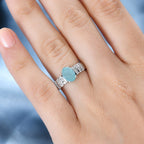 Grandidierite & Natural Zircon Ring in Rhodium Overlay Sterling Silver 1.60 Ct