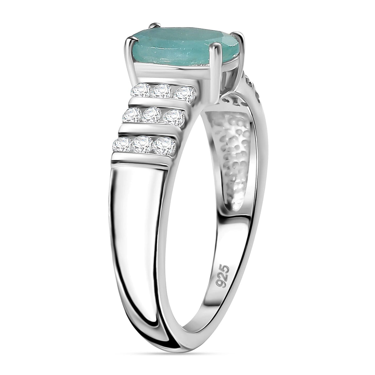 Grandidierite &amp; Natural Zircon Ring in Rhodium Overlay Sterling Silver 1.60 Ct 7783735 4