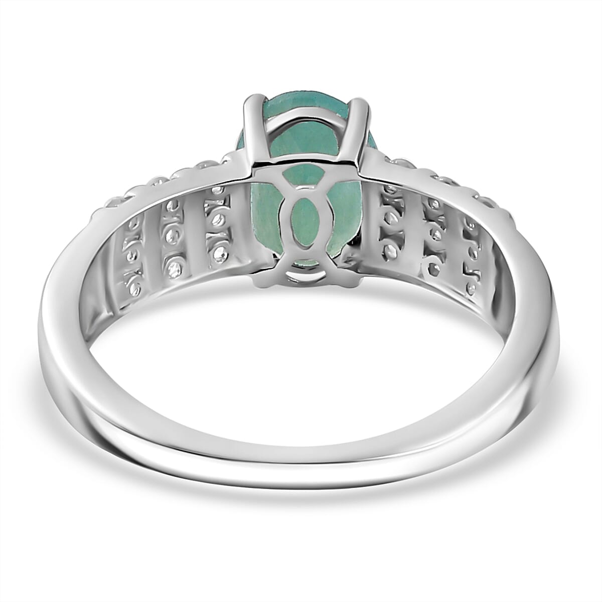 Grandidierite &amp; Natural Zircon Ring in Rhodium Overlay Sterling Silver 1.60 Ct 7783735 5
