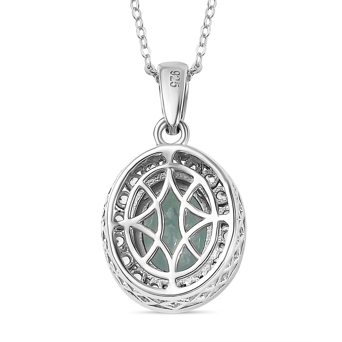 Grandidierite and Natural Zircon Halo Pendant with Chain (Size 20) in Rhodium Overlay Sterling Silver 2.53 Ct, Silver Wt. 5.14 Gms 4279948 5