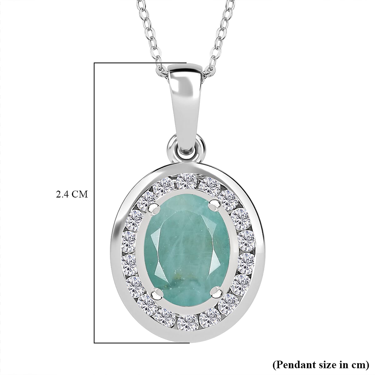 Grandidierite and Natural Zircon Halo Pendant with Chain (Size 20) in Rhodium Overlay Sterling Silver 2.53 Ct, Silver Wt. 5.14 Gms 4279948 6