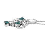 Grandidierite & Natural Zircon Pendant with Chain (Size 20) in Rhodium Overlay Sterling Silver