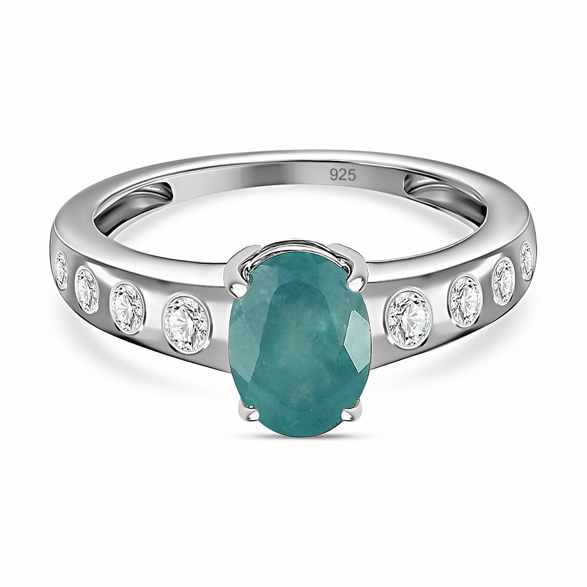 Grandidierite and Natural Zircon Ring in Platinum Overlay Sterling Silver 1.75 Ct 7570932 0