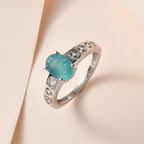 Grandidierite and Natural Zircon Ring in Platinum Overlay Sterling Silver 1.75 Ct