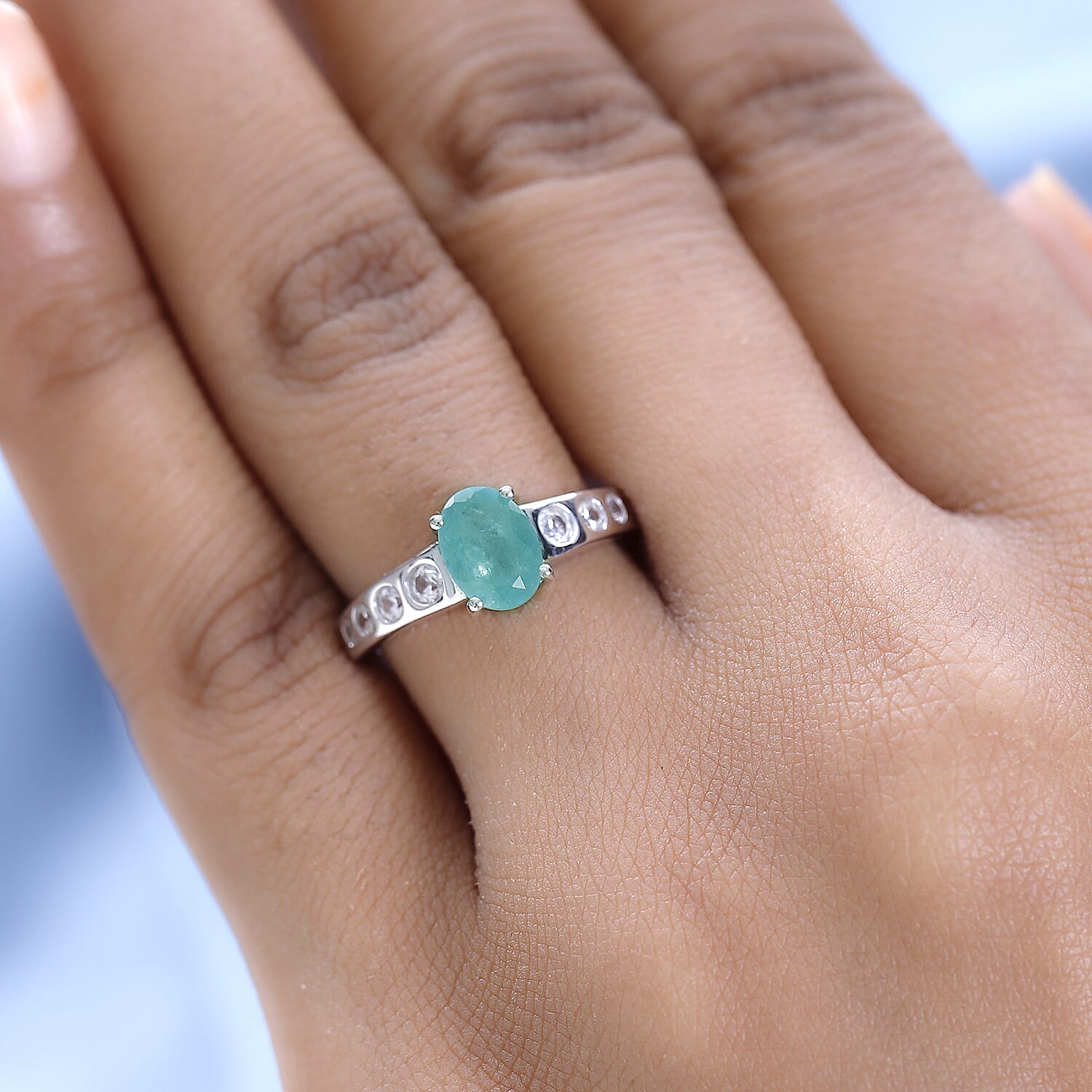 Grandidierite and Natural Zircon Ring in Platinum Overlay Sterling Silver 1.75 Ct 7570932 2
