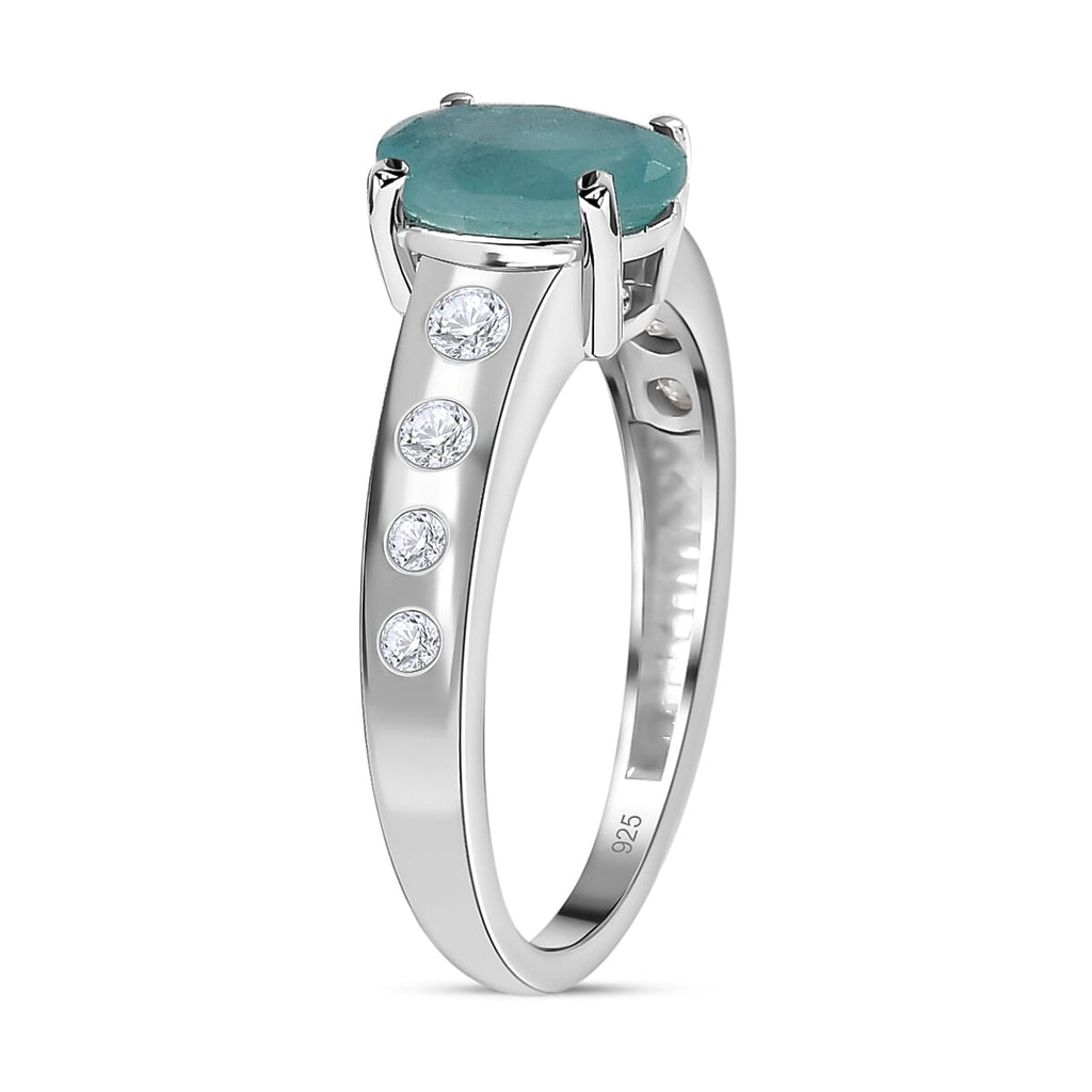 Grandidierite and Natural Zircon Ring in Platinum Overlay Sterling Silver 1.75 Ct