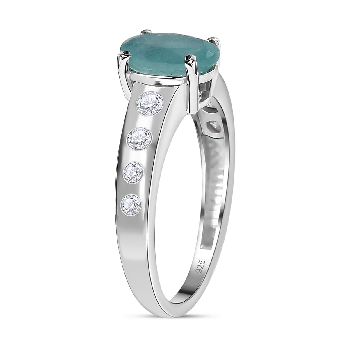 Grandidierite and Natural Zircon Ring in Platinum Overlay Sterling Silver 1.75 Ct 7570932 3