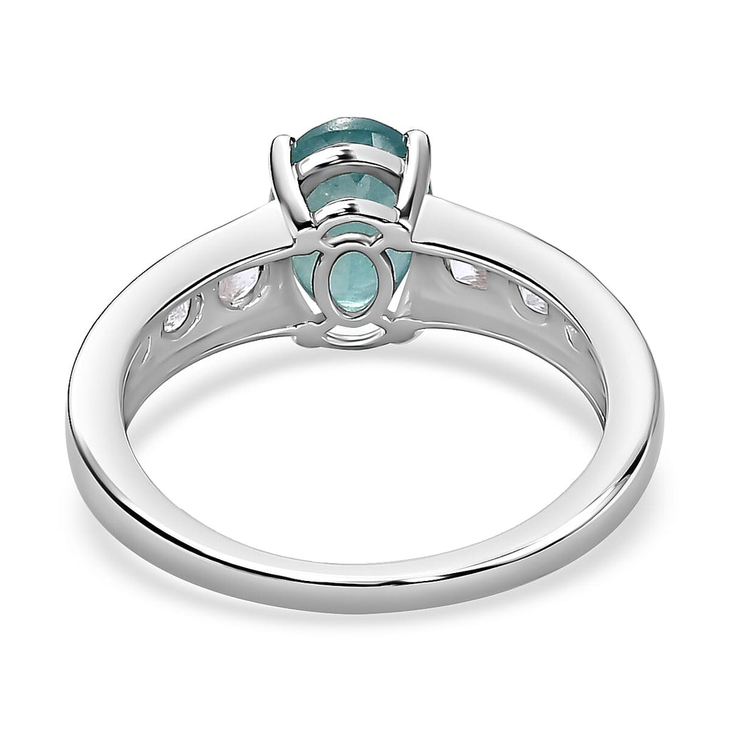 Grandidierite and Natural Zircon Ring in Platinum Overlay Sterling Silver 1.75 Ct