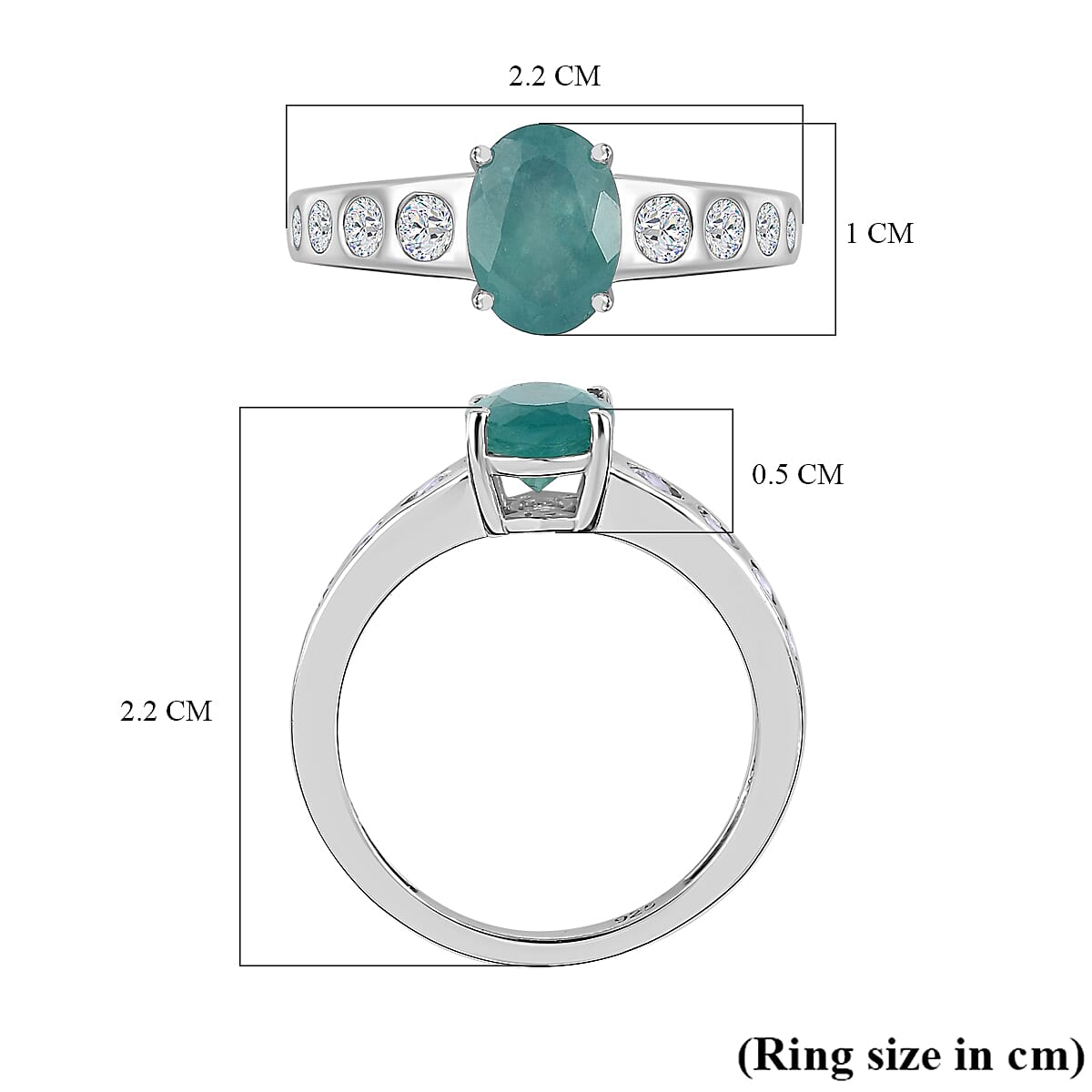 Grandidierite and Natural Zircon Ring in Platinum Overlay Sterling Silver 1.75 Ct 7570932 5