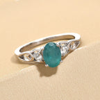 Grandidierite and Natural Zircon Ring in Platinum Overlay Sterling Silver