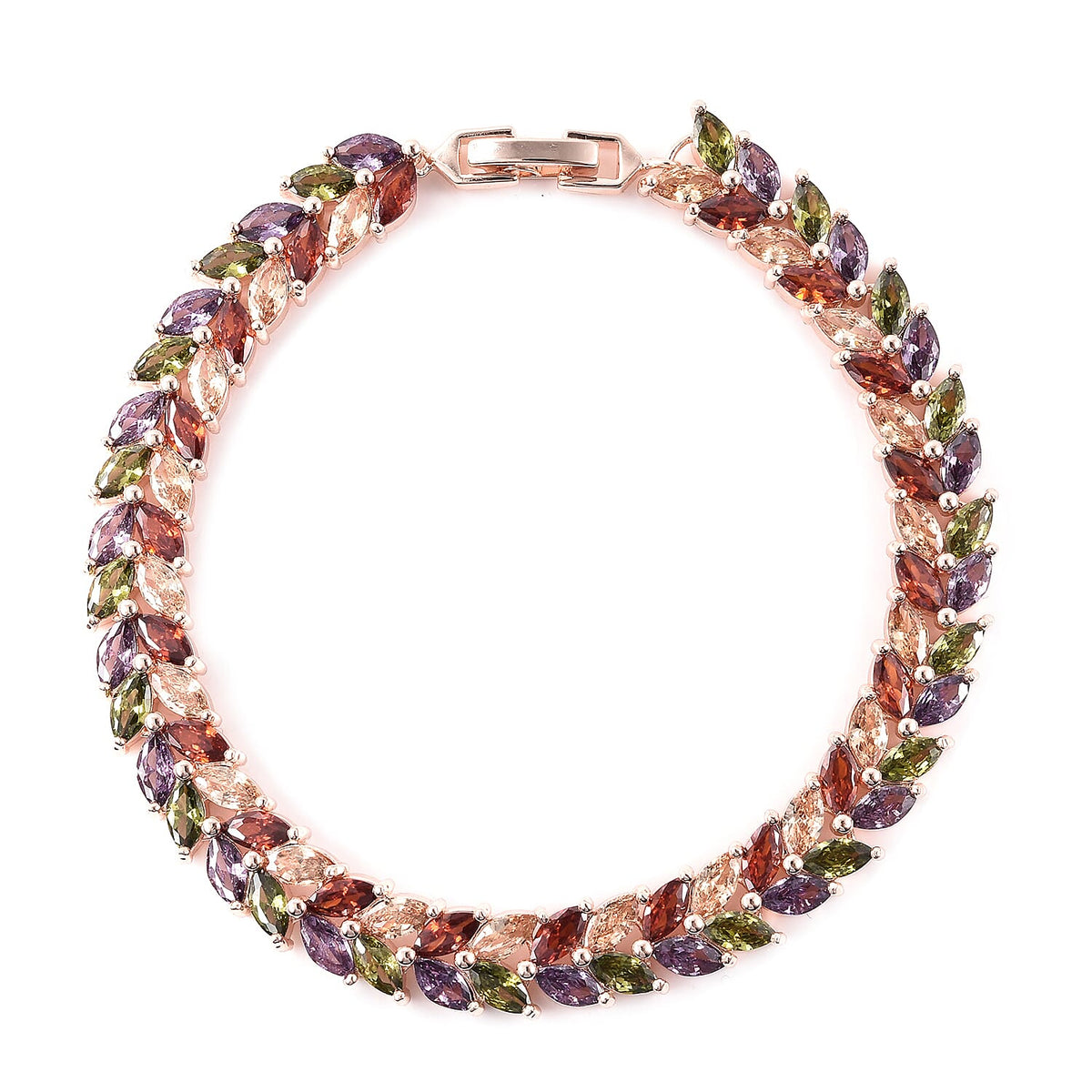 Greek Leaf Vine Inspired Multi Coloured Cubic Zirconia Bracelet in Size 7.76 6019057 0