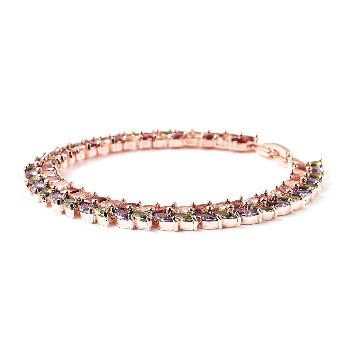 Greek Leaf Vine Inspired Multi Coloured Cubic Zirconia Bracelet in Size 7.76 6019057 2