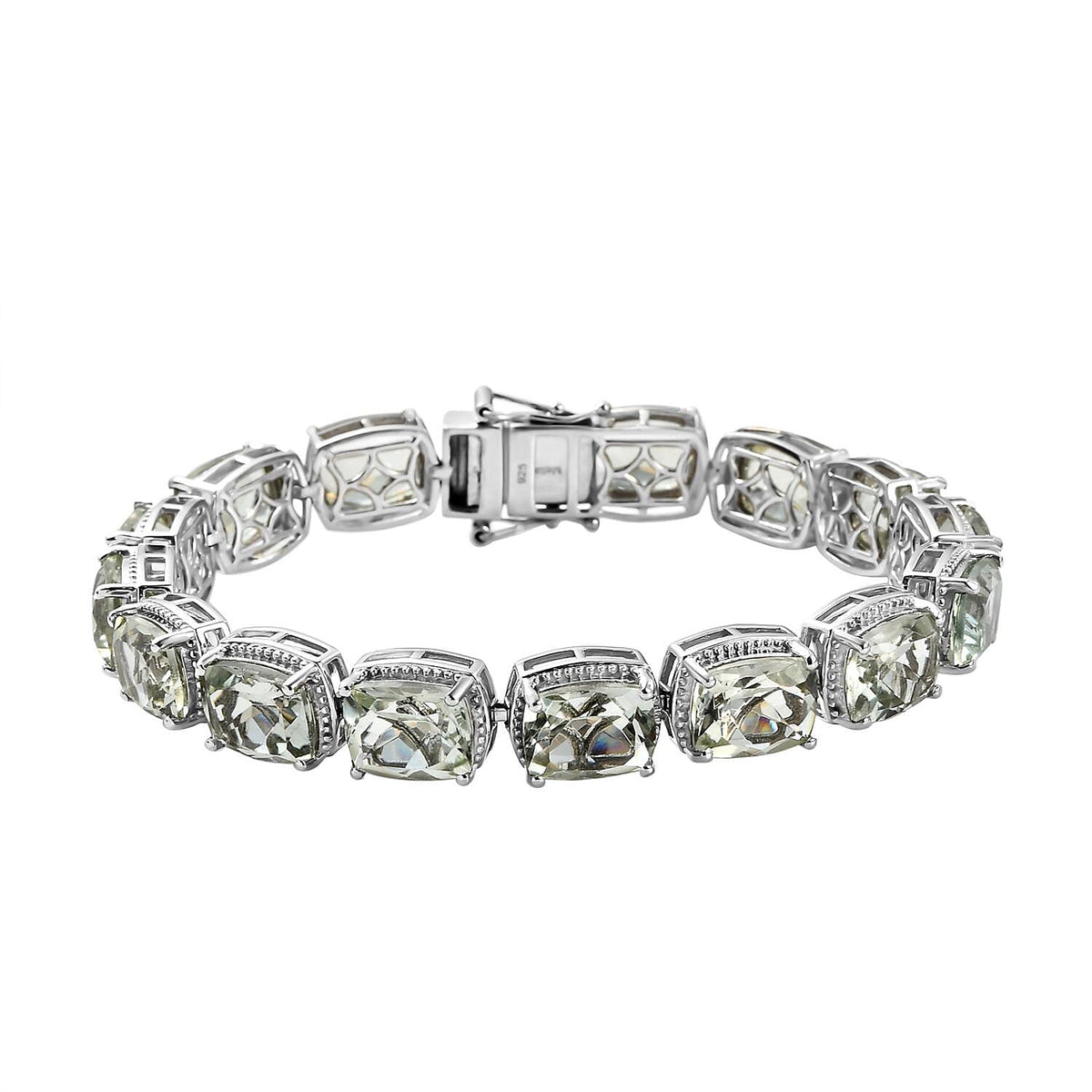 Green Amethyst Bracelet (Size - 7.5) in Platinum Plated Sterling Silver 45.27 Ct, Silver Wt. 18.69 Gms 7012556 0