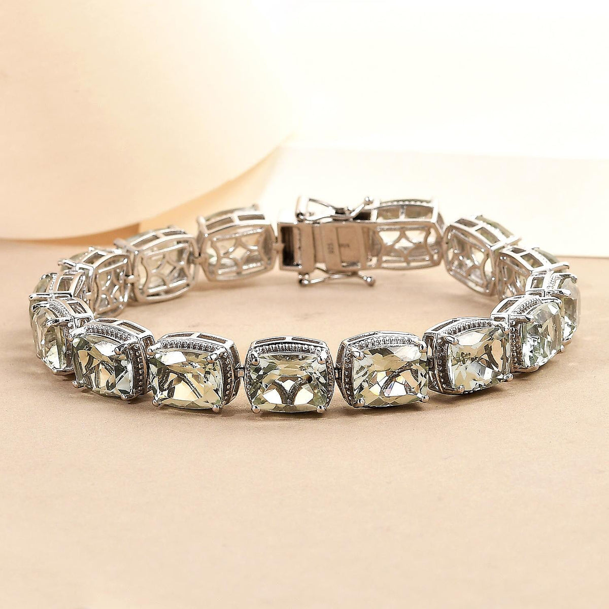Green Amethyst Bracelet (Size - 7.5) in Platinum Plated Sterling Silver 45.27 Ct, Silver Wt. 18.69 Gms 7012556 2