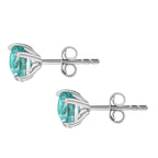 Green Apatite  Solitaire Stud Push Post Earring in Platinum Overlay Sterling Silver 1.00 ct  1.010  Ct.