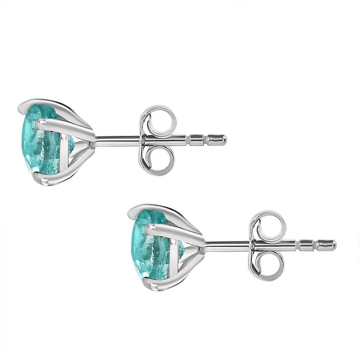 Green Apatite Solitaire Stud Earrings in Platinum Overlay Sterling Silver 7795902 4