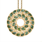 GP Leaf Collection - Green Apatite, White Zircon & Blue Sapphire Pendant with Chain (Size 20) in 18K Vermeil Yellow Gold Plated Sterling Silver 5.33 Ct.