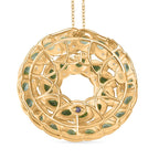 GP Leaf Collection - Green Apatite, White Zircon & Blue Sapphire Pendant with Chain (Size 20) in 18K Vermeil Yellow Gold Plated Sterling Silver 5.33 Ct.
