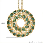 GP Leaf Collection - Green Apatite, White Zircon & Blue Sapphire Pendant with Chain (Size 20) in 18K Vermeil Yellow Gold Plated Sterling Silver 5.33 Ct.
