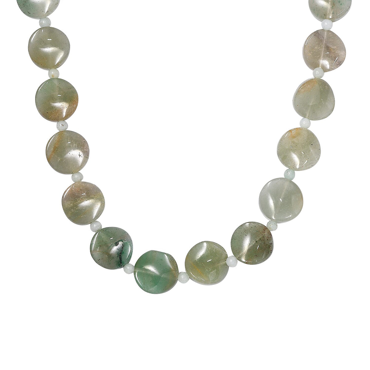 Green Aventurine Amozonite Necklace (Size - 20) With Senorita Clasp in Platinum Overlay, 327.05 Ct. 7850100 0
