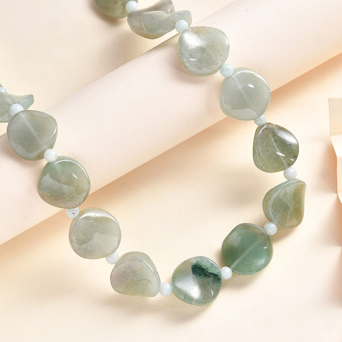Green Aventurine Amozonite Necklace (Size - 20) With Senorita Clasp in Platinum Overlay, 327.05 Ct. 7850100 2