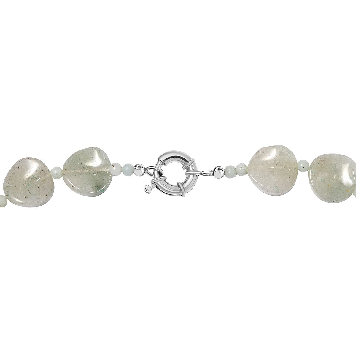 Green Aventurine Amozonite Necklace (Size - 20) With Senorita Clasp in Platinum Overlay, 327.05 Ct. 7850100 4