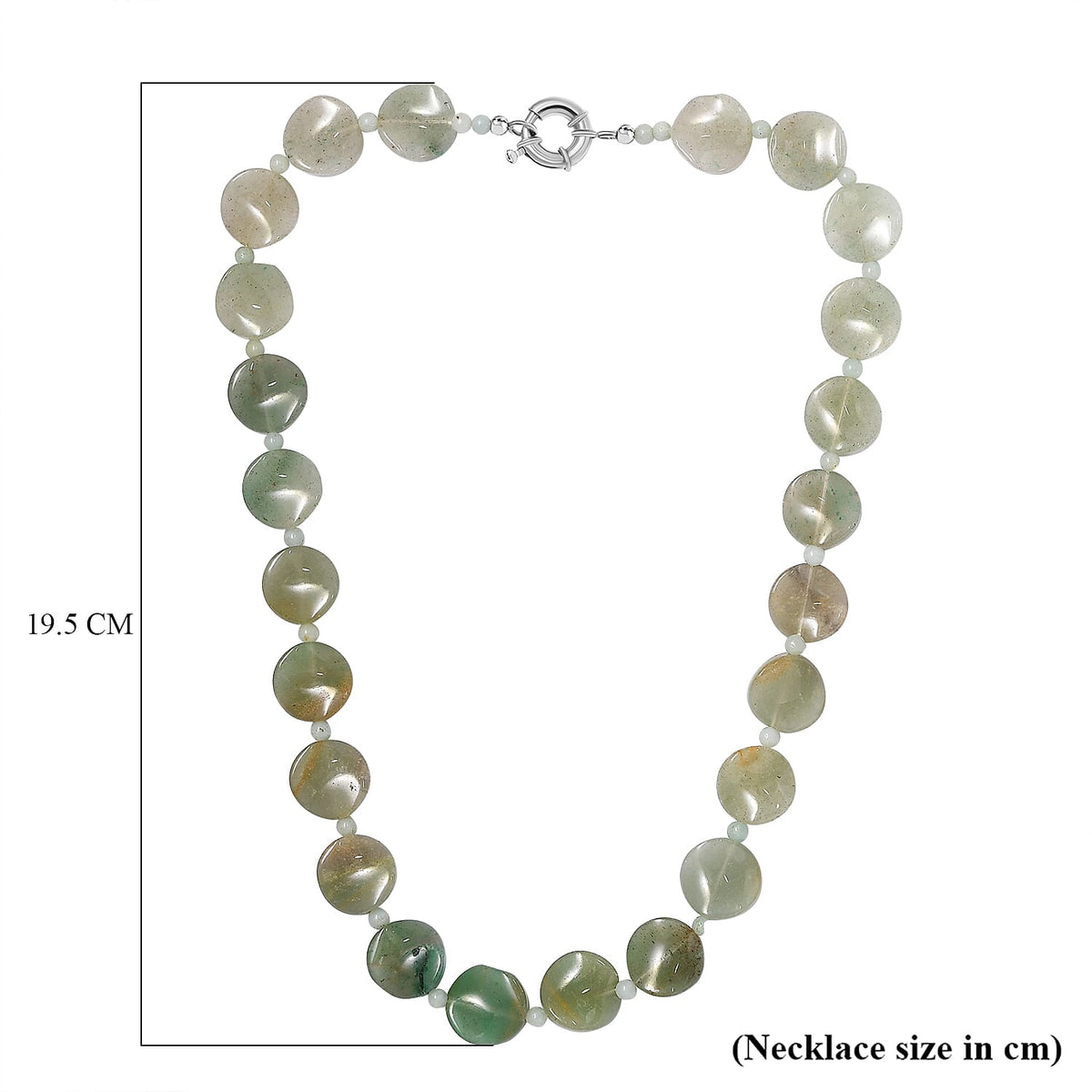 Green Aventurine Amozonite Necklace (Size - 20) With Senorita Clasp in Platinum Overlay, 327.05 Ct. 7850100 5