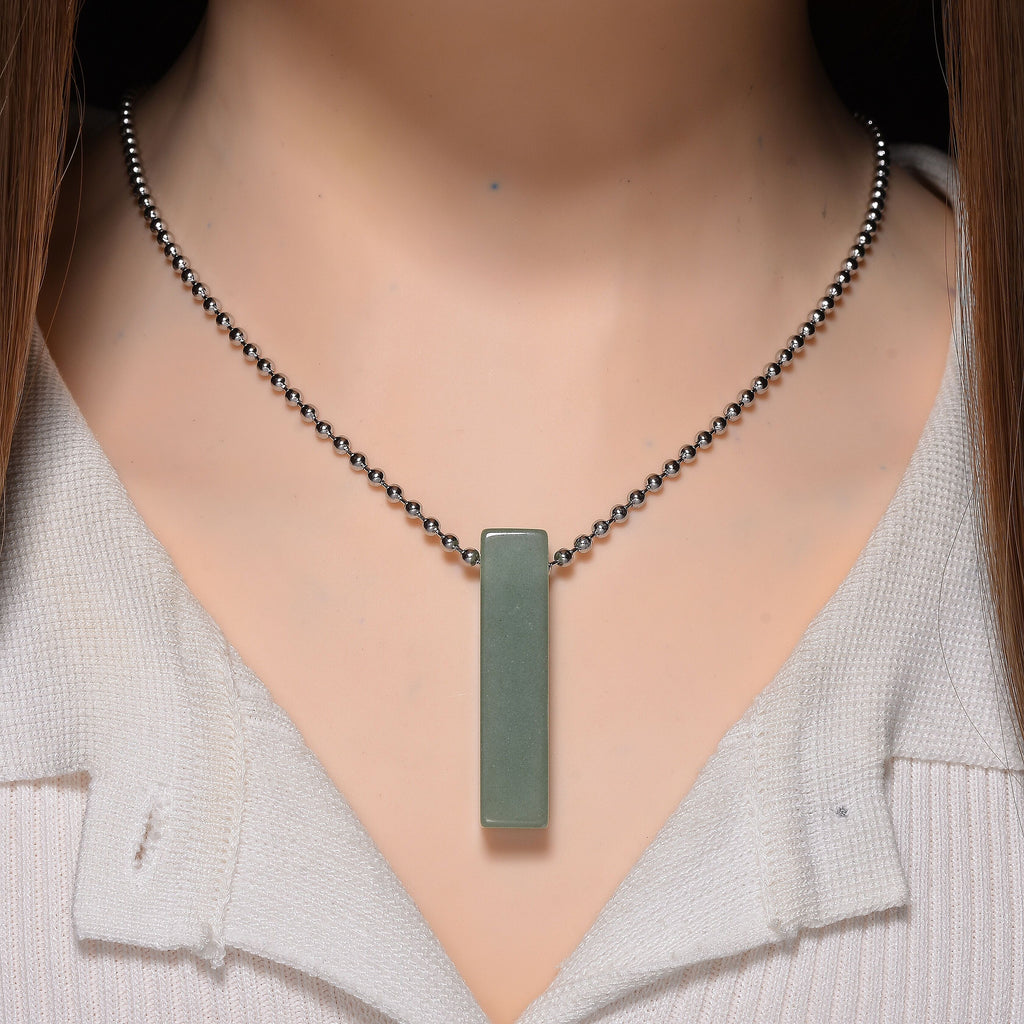 Green Aventurine Necklace (Size - 24) with Lobster Clasp 90.00 Ct.