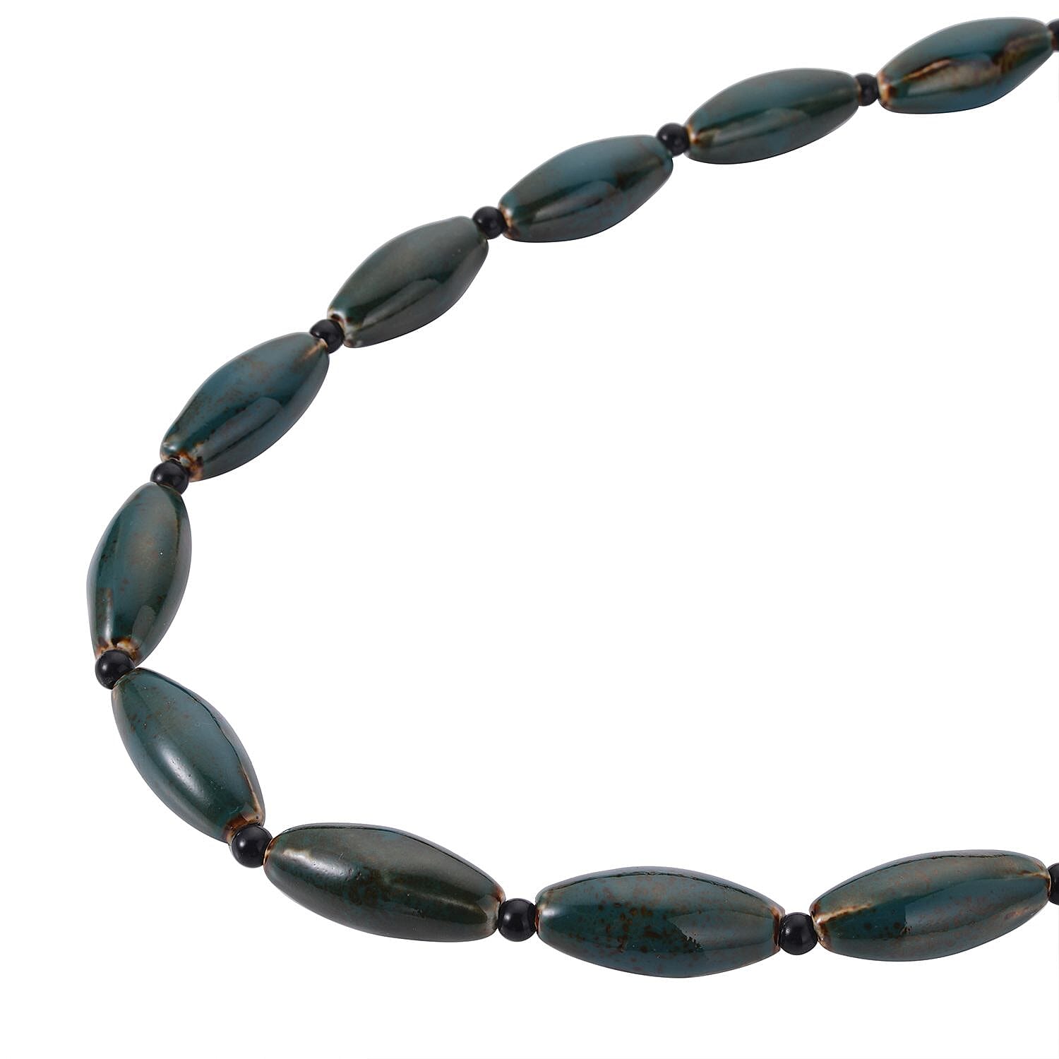 Simulated Green Jasper and Simulated Black Spinel Beads Necklace (Size - 24) 7163870 3