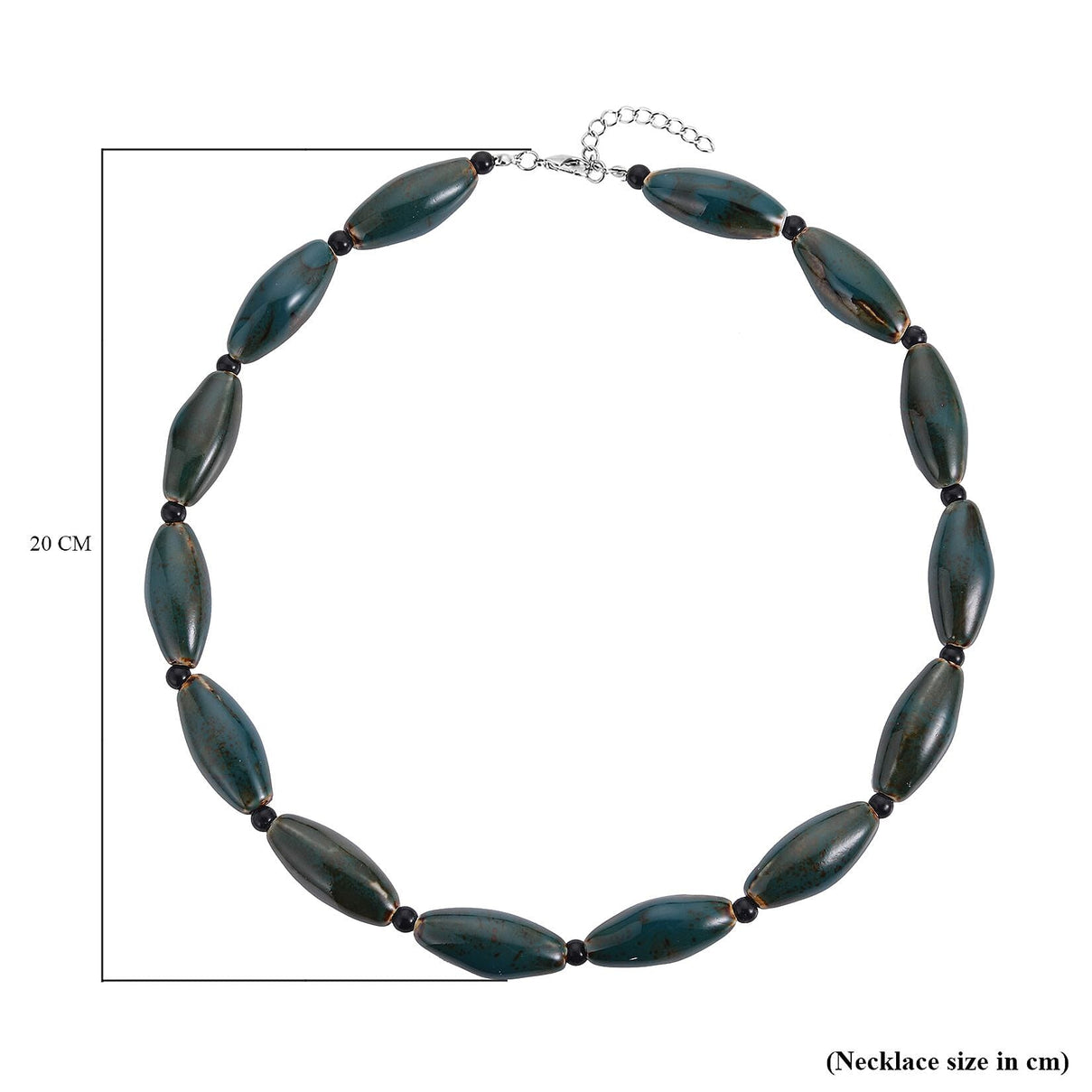 Simulated Green Jasper and Simulated Black Spinel Beads Necklace (Size - 24) 7163870 5