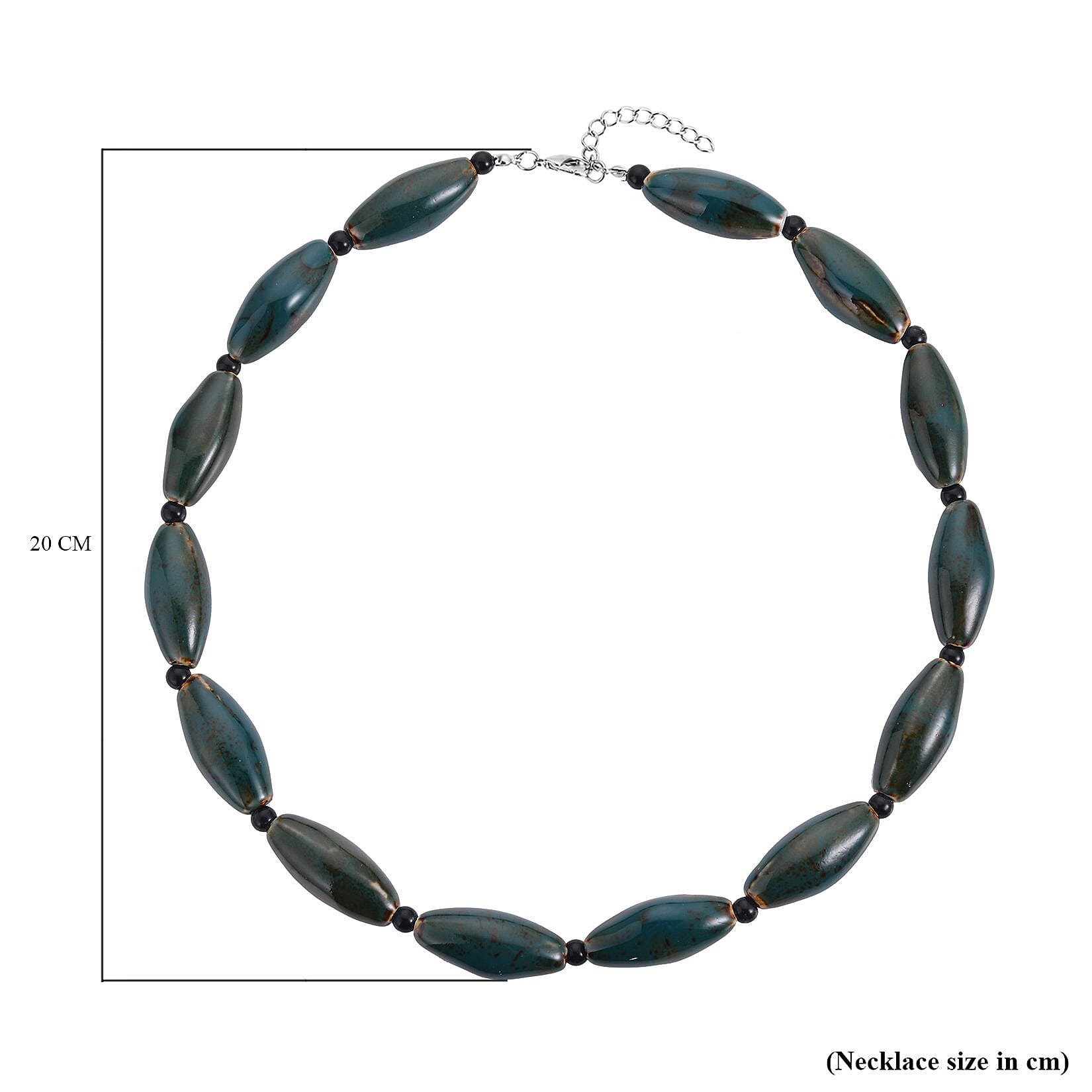 Simulated Green Jasper and Simulated Black Spinel Beads Necklace (Size - 24) 7163870 5