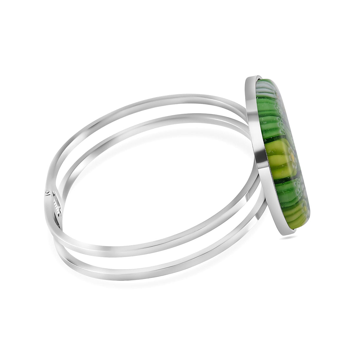 Green Colour Murano Style Glass Bangle (Size 6.5) in White Tone 25.00 Ct. V32515289 3