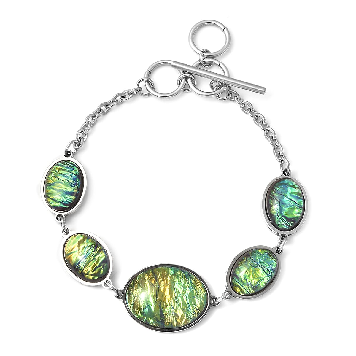 Simulted Green Opal Bracelet (Size - 7) in Stainless Steel 7084599 0