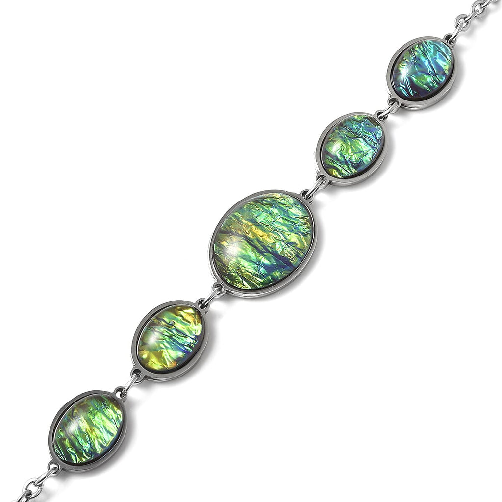 Simulted Green Opal Bracelet (Size - 7) in Stainless Steel