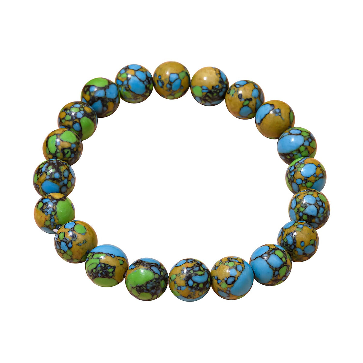 Green Copper Turquoise Beads Bracelet (Size 7.0) Stretchable 100.00 Ct. 7018605 0