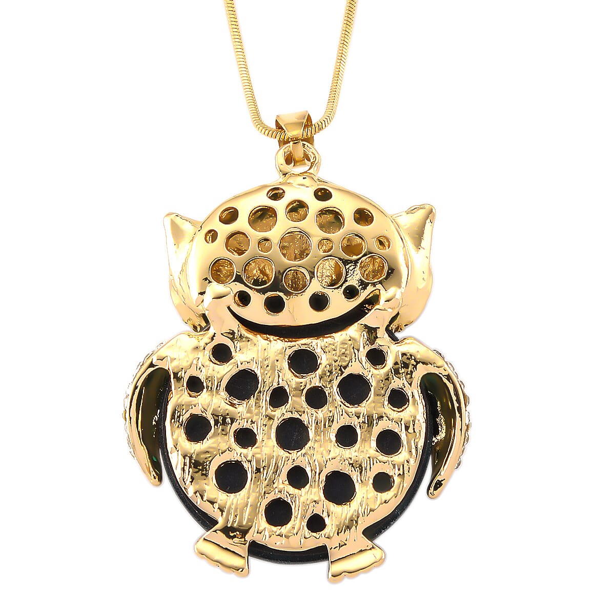 Green &amp; White Crystal Owl Pendant With Snake Necklace (Size - 28+2 Ext) With Lobster Clasp V32568542 5
