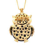 Green & White Crystal Owl Pendant With Snake Necklace (Size - 28-2 Ext) With Lobster Clasp