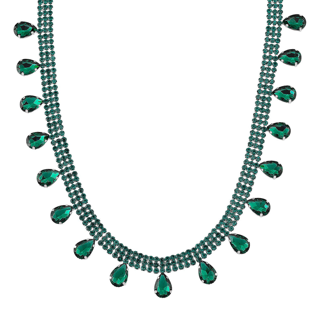 Green Crystal Necklace (Size - 16+3) V32520649 0