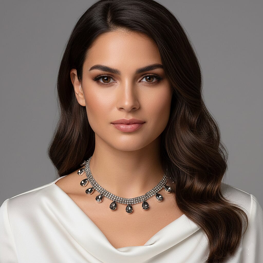 Green Crystal Necklace (Size - 16+3) V32520649 3